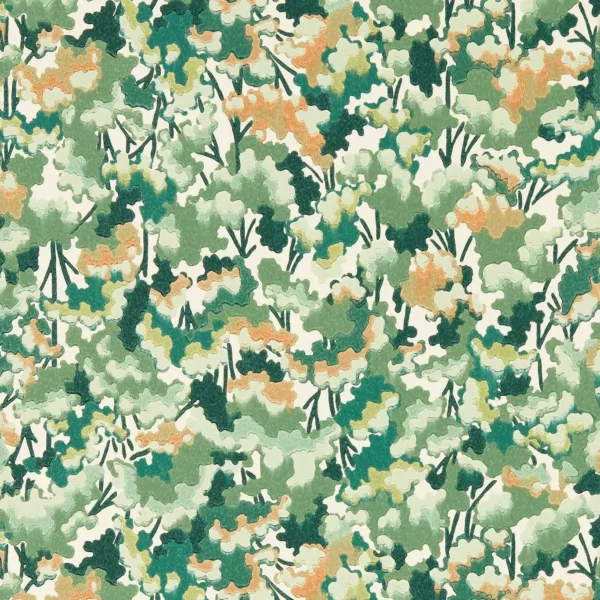 Tree Tops Wallcovering - Forest / Clay / Evergreen by green botanical wallpaper from harlequin