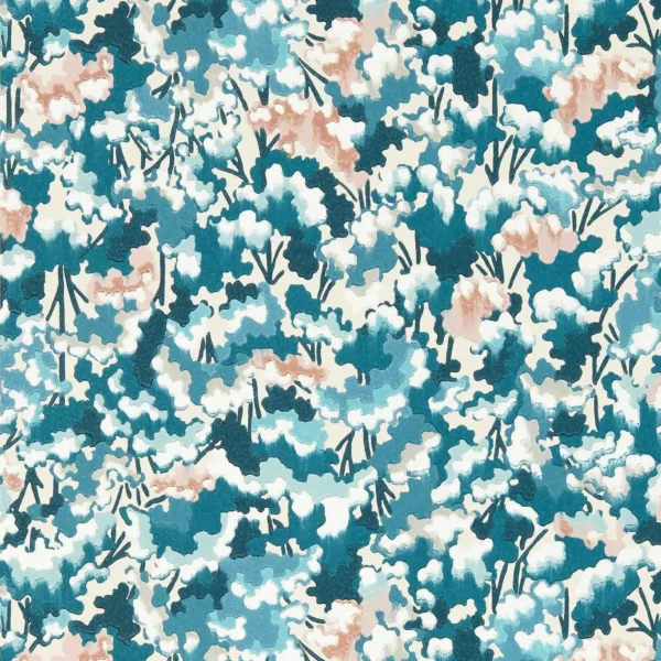 Tree Tops Wallcovering - Midnight / Positano / Cornflower by blue botanical wallpaper from harlequin