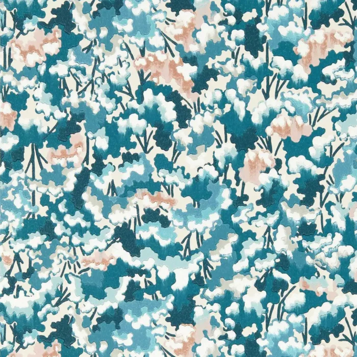 Tree Tops Wallcovering - Midnight / Positano / Cornflower swatch