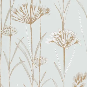 Gardinium Wallcovering - Seafoam / Gold / Gold