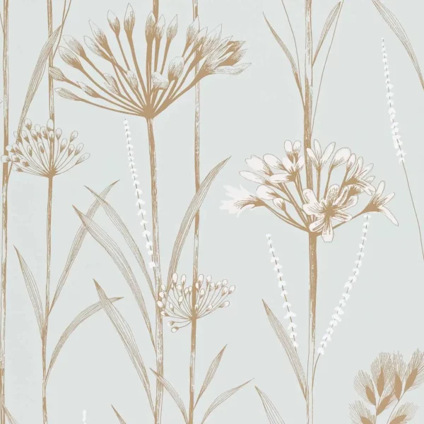 Gardinium Wallcovering - Seafoam / Gold / Gold by Gardinium Wallcovering - Seafoam / Gold / Gold from