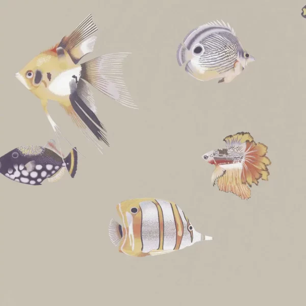 Kamanu Wallcovering - Mandarin / Fig by black-grey animal wallpaper from harlequin