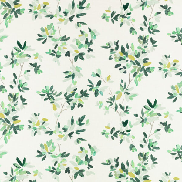 Elsi Fabric - Canopy by green botanical cotton fabric from Romo