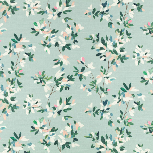 Elsi Fabric - Agate by blue botanical cotton fabric from Romo