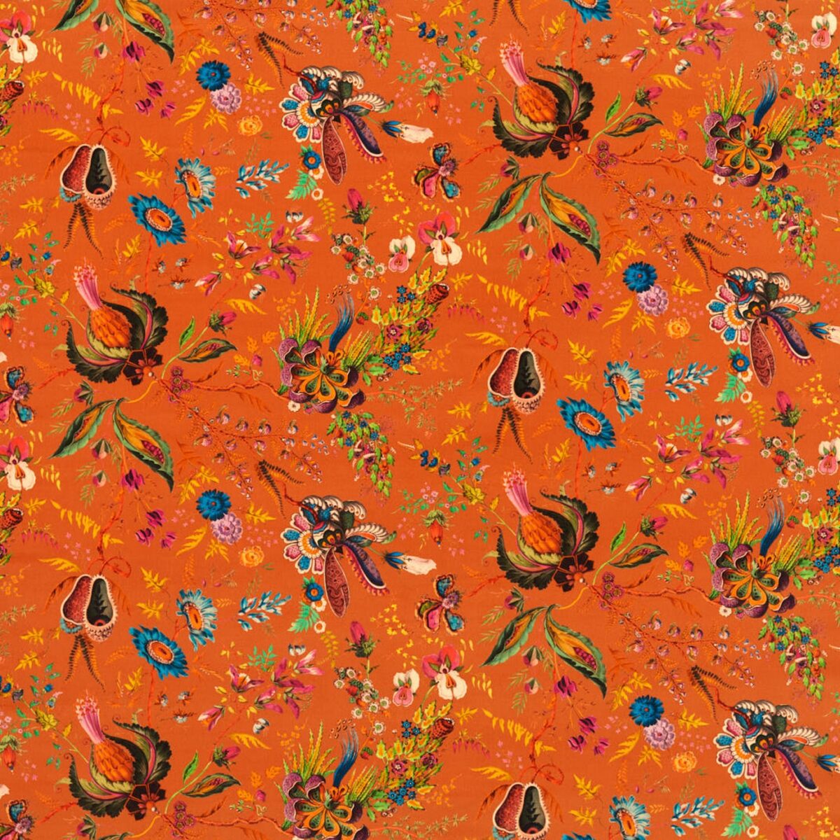 Wonderland Floral Fabric - Amber / Lapis / Ruby from