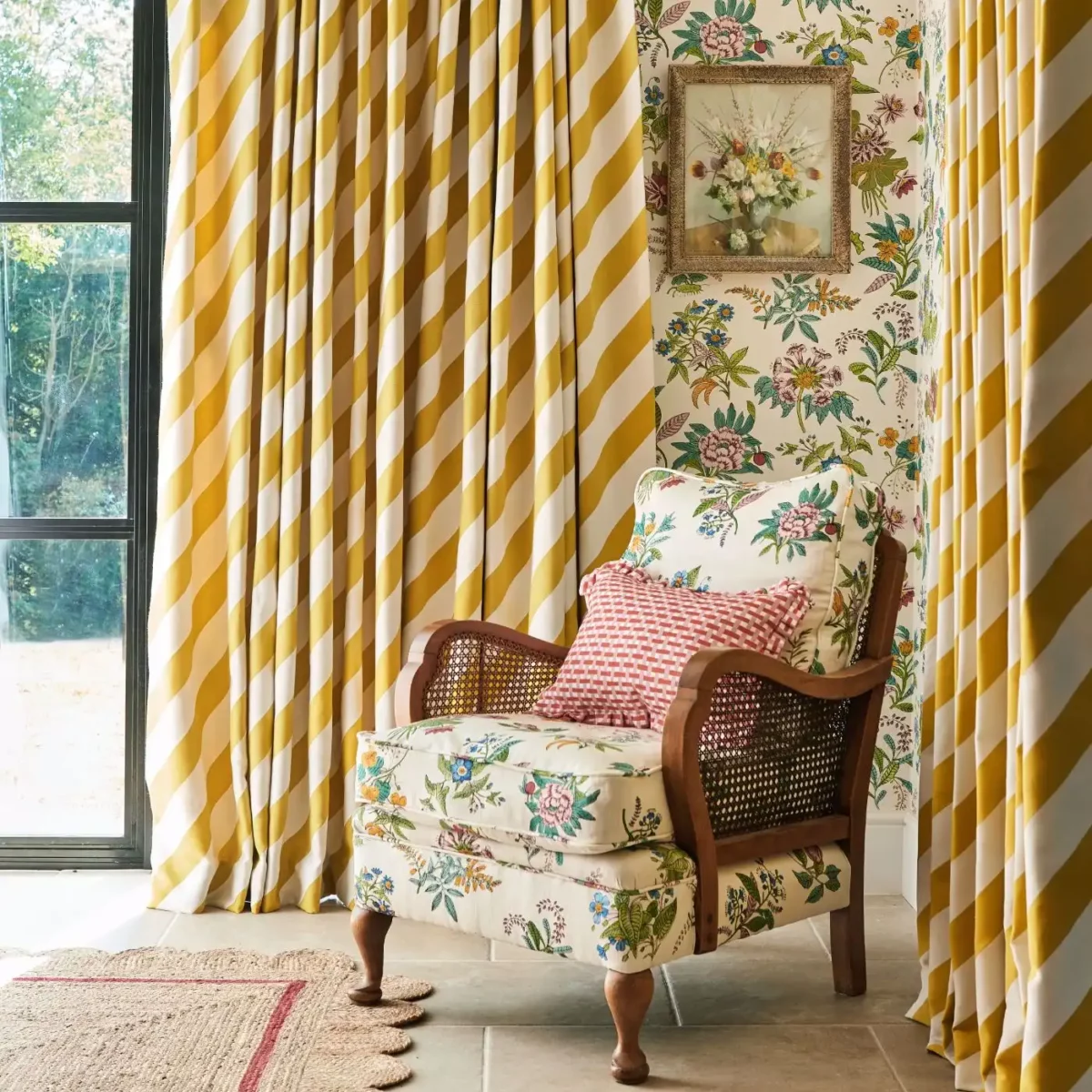 Paper Straw Stripe Fabric - Citrine from