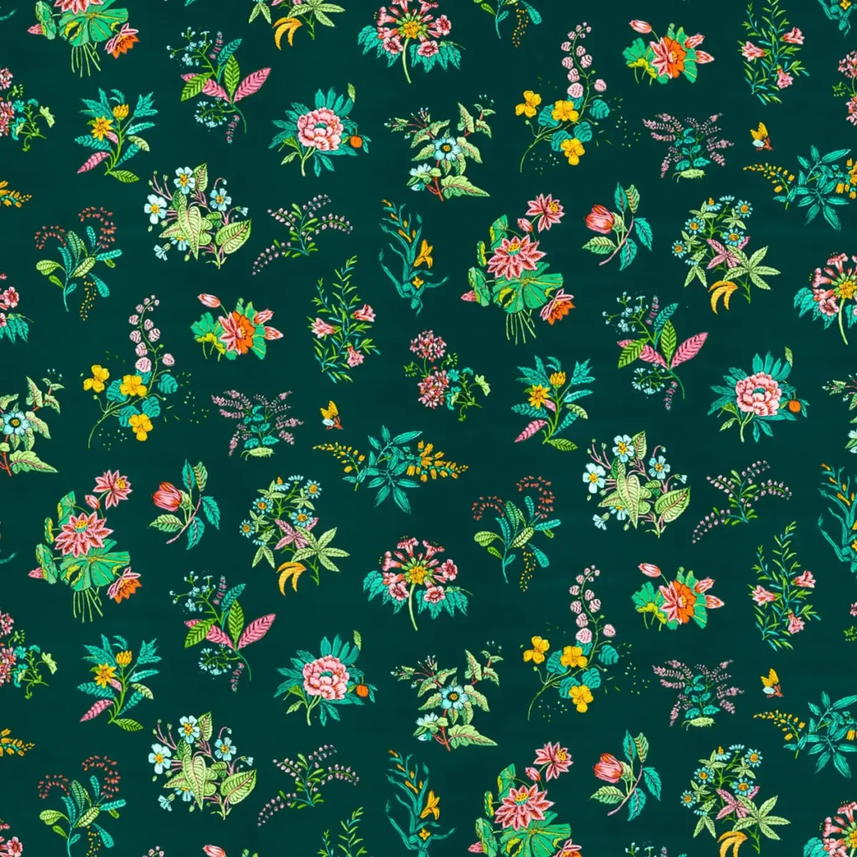 green botanical velvet-chenille fabric from Harlequin