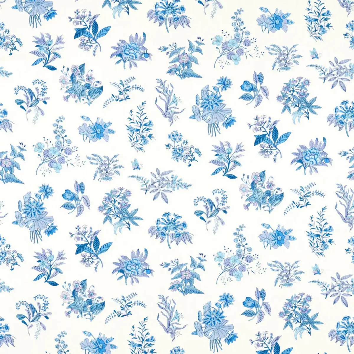 Woodland Floral Fabric - Lapis / Amethyst / Pearl by blue botanical cotton fabric from Harlequin