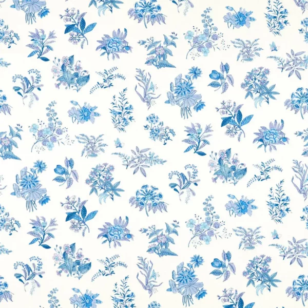 Woodland Floral Fabric - Lapis / Amethyst / Pearl by blue botanical cotton fabric from Harlequin
