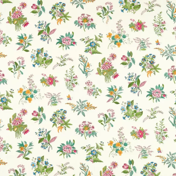 Woodland Floral Fabric - Peridot / Ruby / Pearl by green botanical cotton fabric from Harlequin