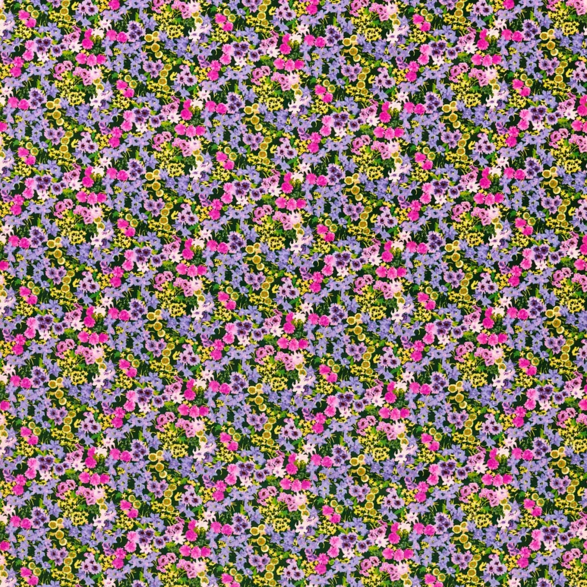 Wildflower Meadow Fabric - Emerald / Amethyst / Spinel by multicolour botanical velvet-chenille fabric from Harlequin