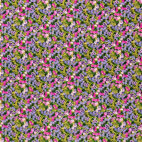 Wildflower Meadow Fabric - Emerald / Amethyst / Spinel by multicolour botanical velvet-chenille fabric from Harlequin