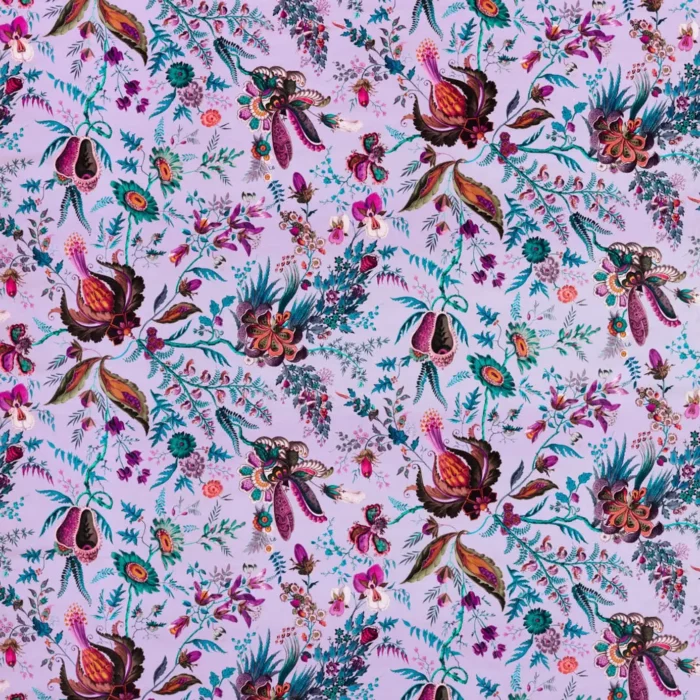 Wonderland Floral Fabric - Amethyst / Lapis / Ruby swatch