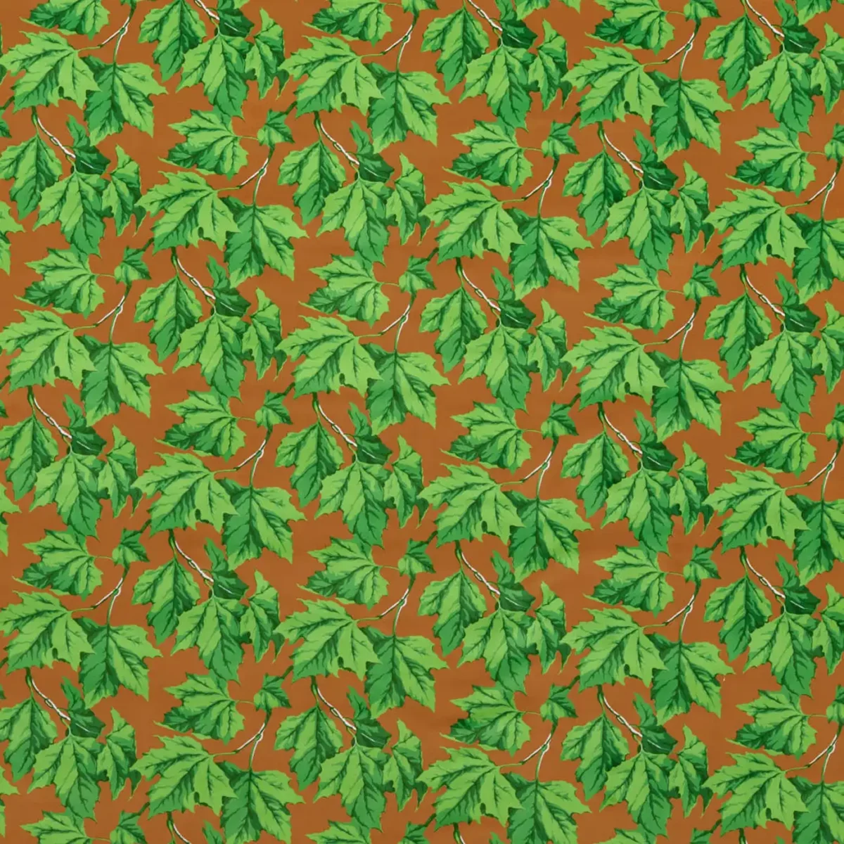 Dappled Leaf Fabric - Emerald / Amber by green botanical velvet-chenille fabric from Harlequin