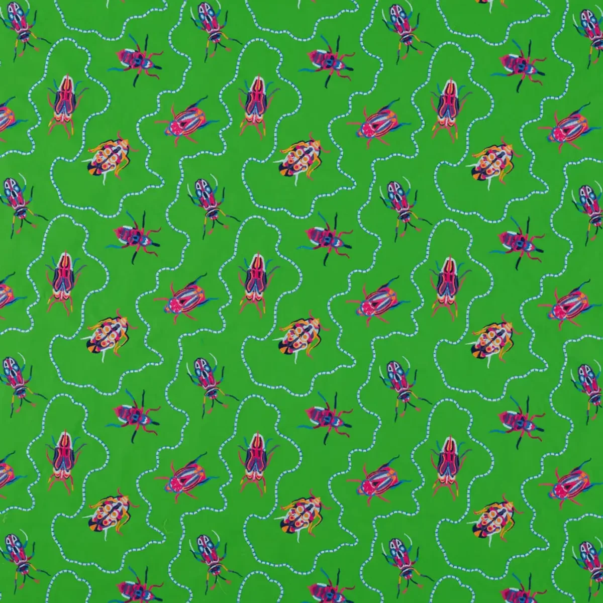 green animal embroideried fabric from Harlequin