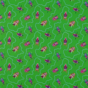 green animal embroideried fabric from Harlequin