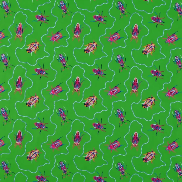 green animal embroideried fabric from Harlequin
