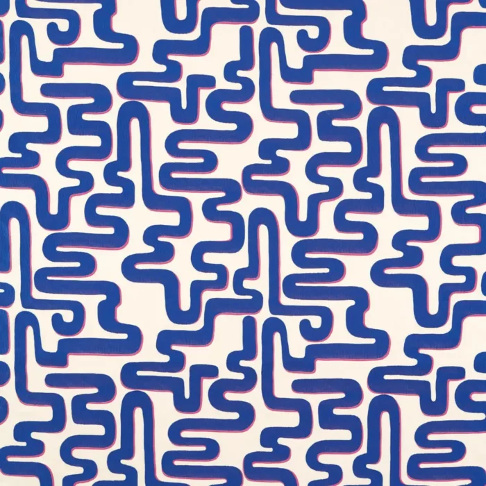 Meander Fabric - Lapis / Spinel swatch