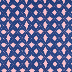 blue geometric embroideried fabric from Harlequin