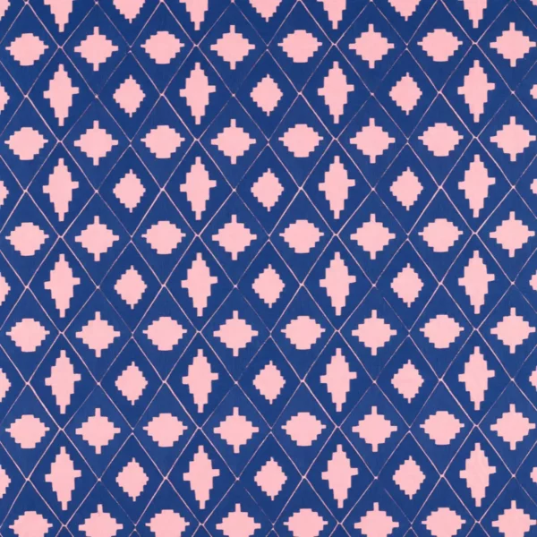 Garden Terrace Fabric - Lapis / Rose by blue geometric embroideried fabric from Harlequin