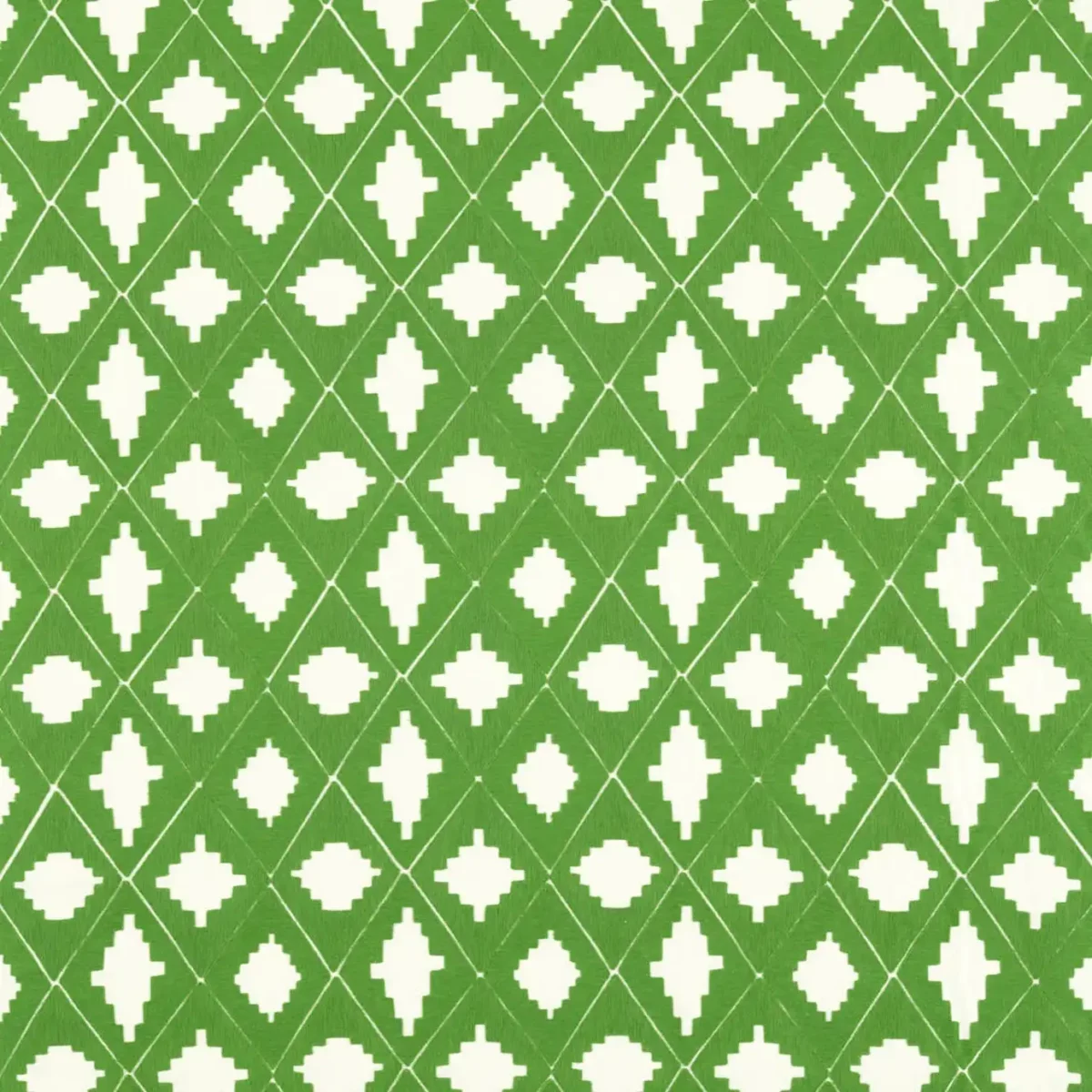 Garden Terrace Fabric - Peridot / Pear by green geometric embroideried fabric from Harlequin