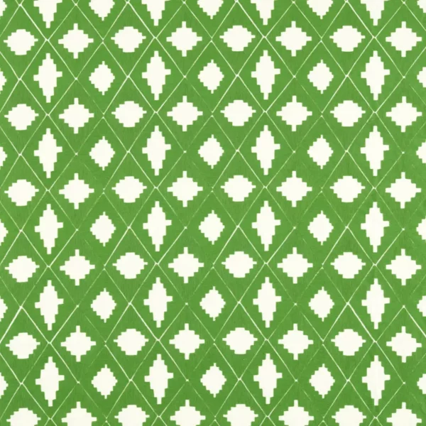 Garden Terrace Fabric - Peridot / Pear by green geometric embroideried fabric from Harlequin