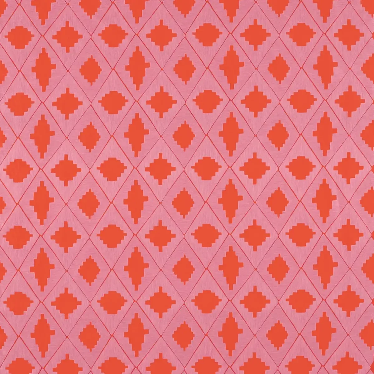 Garden Terrace Fabric - Ruby / Rose by pink geometric embroideried fabric from Harlequin