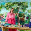 sophie robinson at table with colour charts and samples