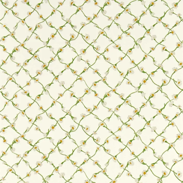 Daisy Trellis Wallpaper - Emerald / Pearl fabric swatch HSRW113043