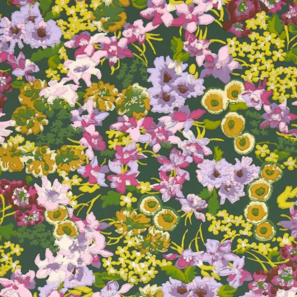Wildflower Meadow Wallpaper - Emerald / Amethyst / Peridot by multicolour botanical wallpaper from harlequin