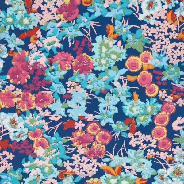 Wildflower Meadow Wallpaper - Lapis / Carnelian / Aquamarine by blue botanical wallpaper from harlequin