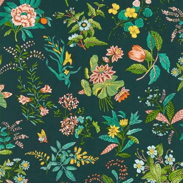 Woodland Floral Wallpaper - Jade / Malachite / Rose Quartz by green botanical wallpaper from harlequin
