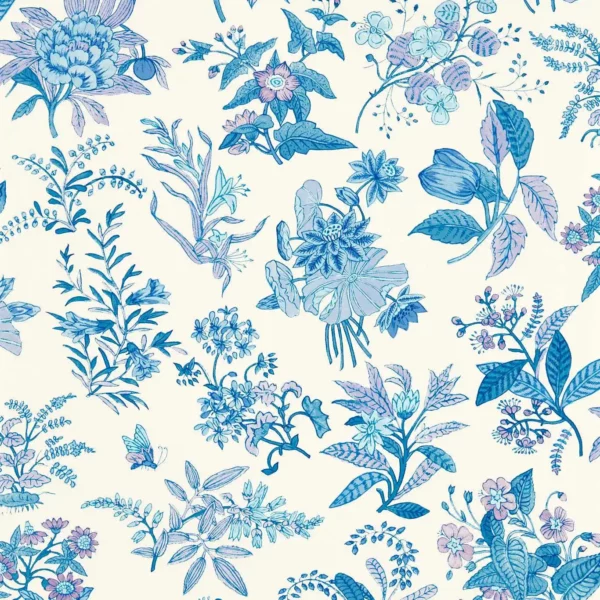 Woodland Floral Wallpaper - Lapis / Amethyst / Pearl by blue botanical wallpaper from harlequin