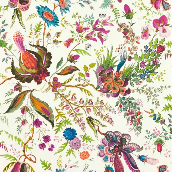 Wonderland Floral Wallpaper - Spinel / Peridot / Pearl by multicolour botanical wallpaper from harlequin