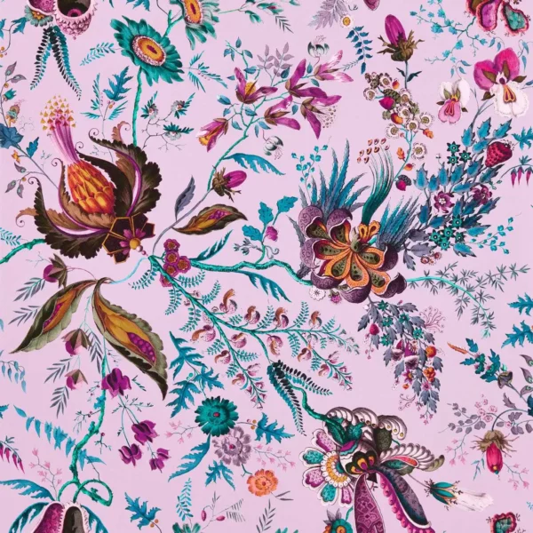 Wonderland Floral Wallpaper - Amethyst / Lapis / Ruby by purple botanical wallpaper from harlequin
