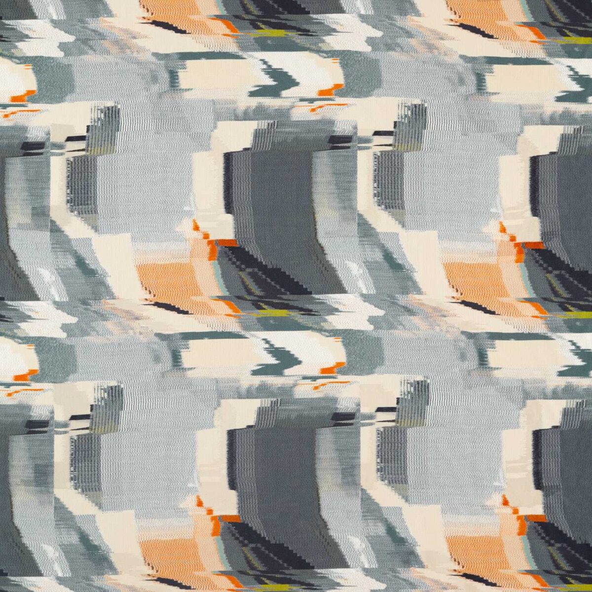Perspective Fabric - Slate / Sedona by orange contemporary linen fabric from Harlequin