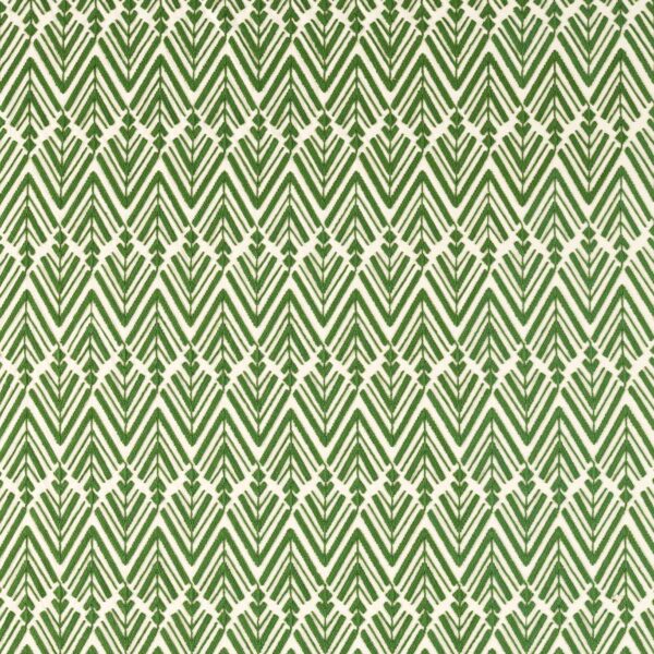 Thalia Fabric - Kelly by green geometric woven fabric from Harlequin