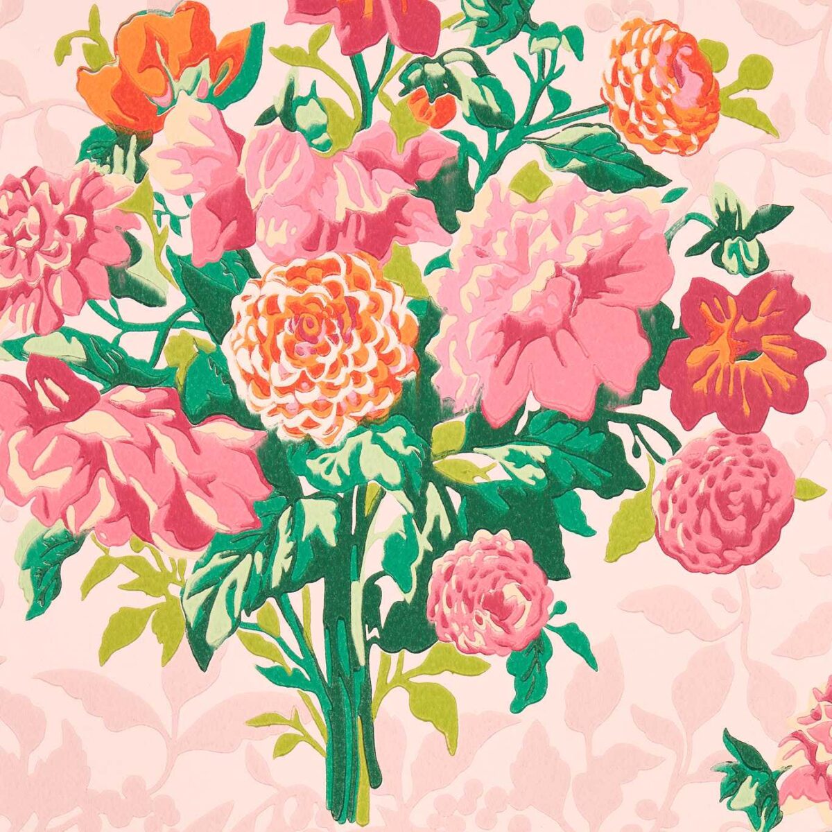 Dahlia Bunch Wallpaper - Rose Quartz / Spinel by Dahlia Bunch Wallpaper - Rose Quartz / Spinel from