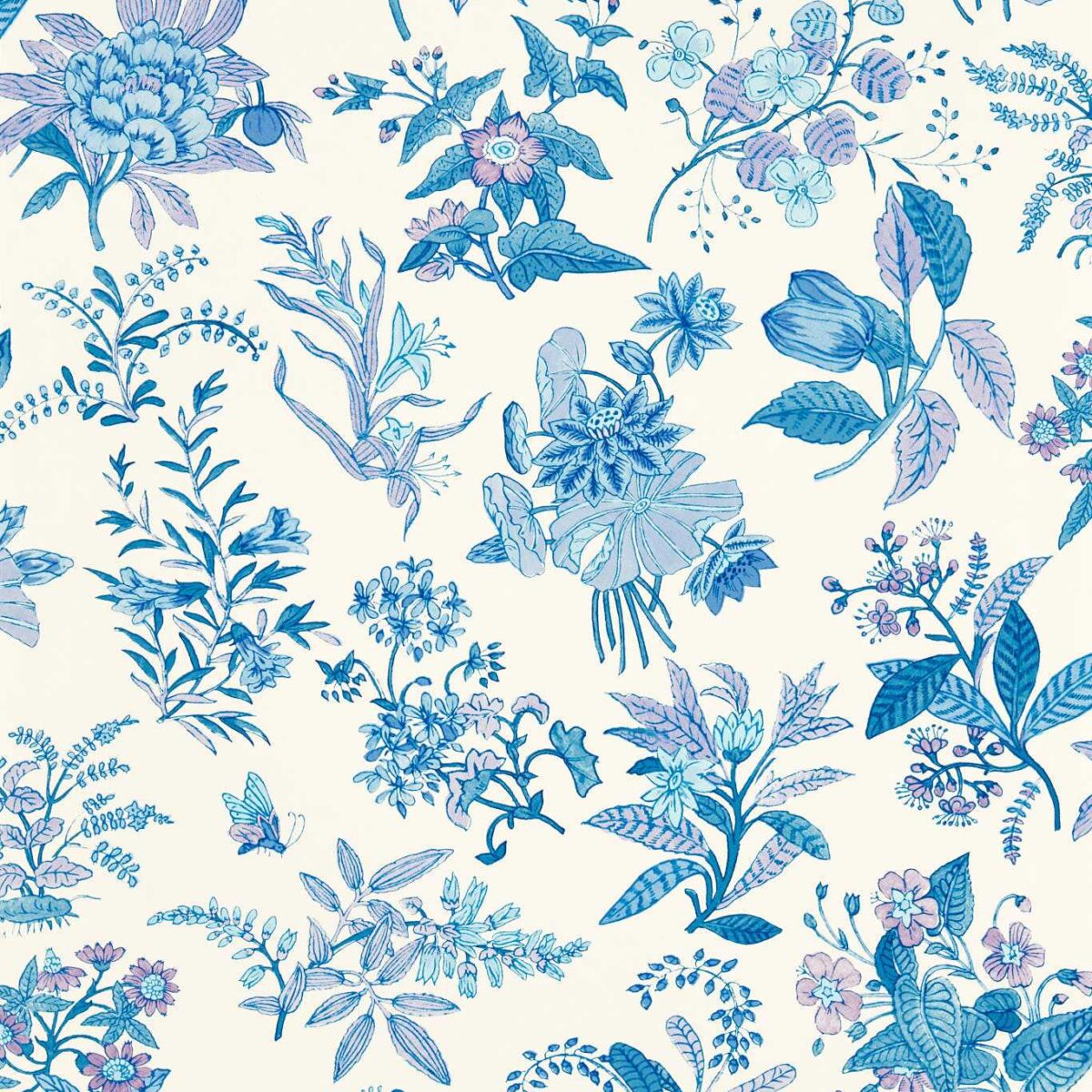 Woodland Floral Wallpaper - Lapis / Amethyst / Pearl from