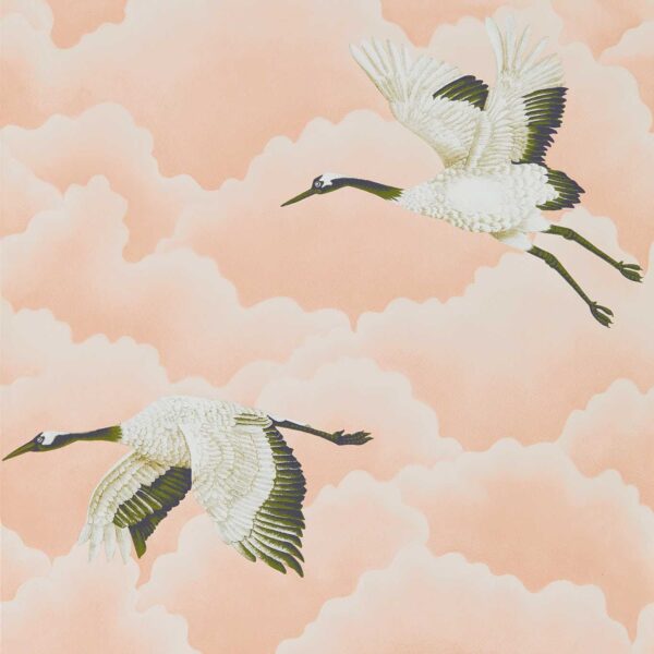 Cranes In Flight Wallcovering - Blush from