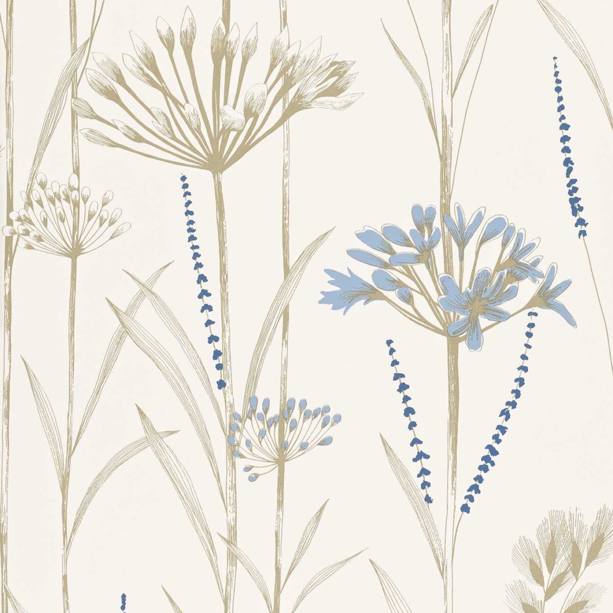 Gardinium Wallcovering - Chalk / Wedgwood / Gold by Gardinium Wallcovering - Chalk / Wedgwood / Gold from