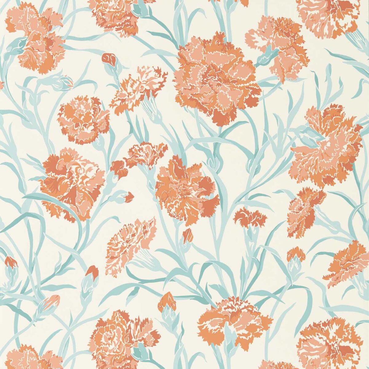 Fleur de Joie Wallcovering - Paprika / Aqua / Soft Focus by Fleur de Joie Wallcovering - Paprika / Aqua / Soft Focus from