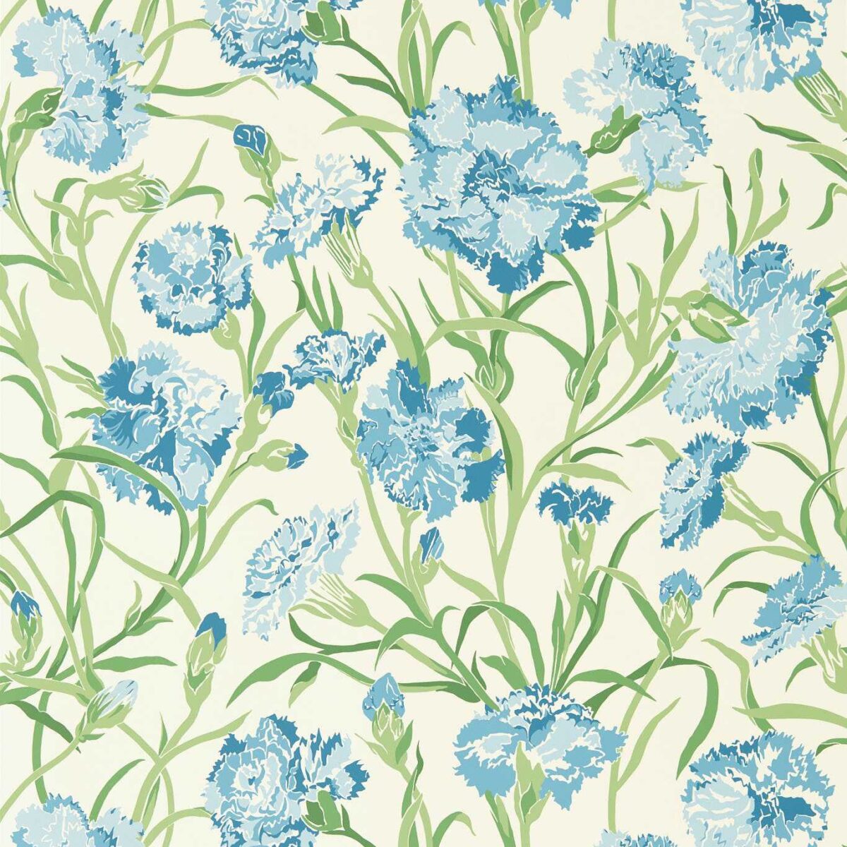 Fleur de Joie Wallcovering - French Blue / Succulent / Soft Focus by Fleur de Joie Wallcovering - French Blue / Succulent / Soft Focus from