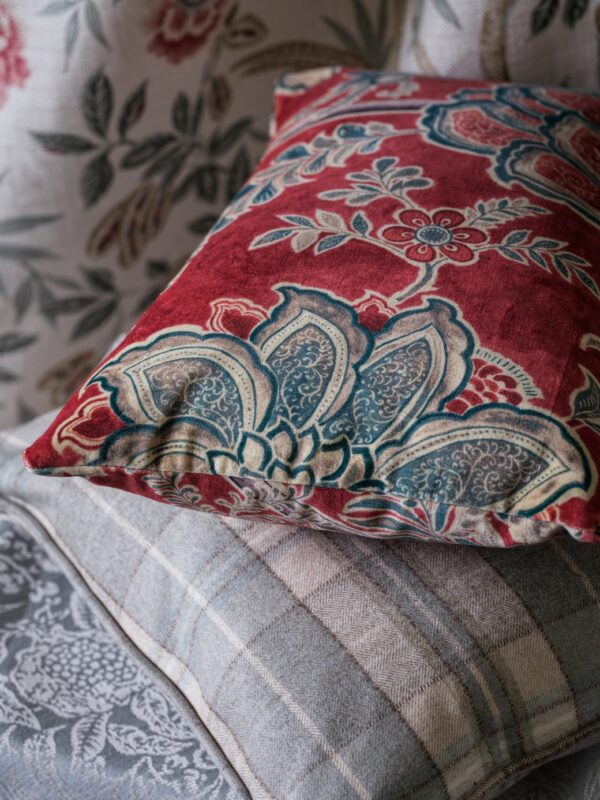 Byron Fabric - Cherry / Biscuit by Byron Fabric - Cherry / Biscuit from