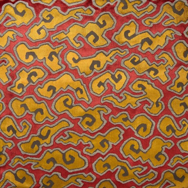 Kumo Fabric - Flame by orange contemporary velvet-chenille fabric from Linwood Fabrics