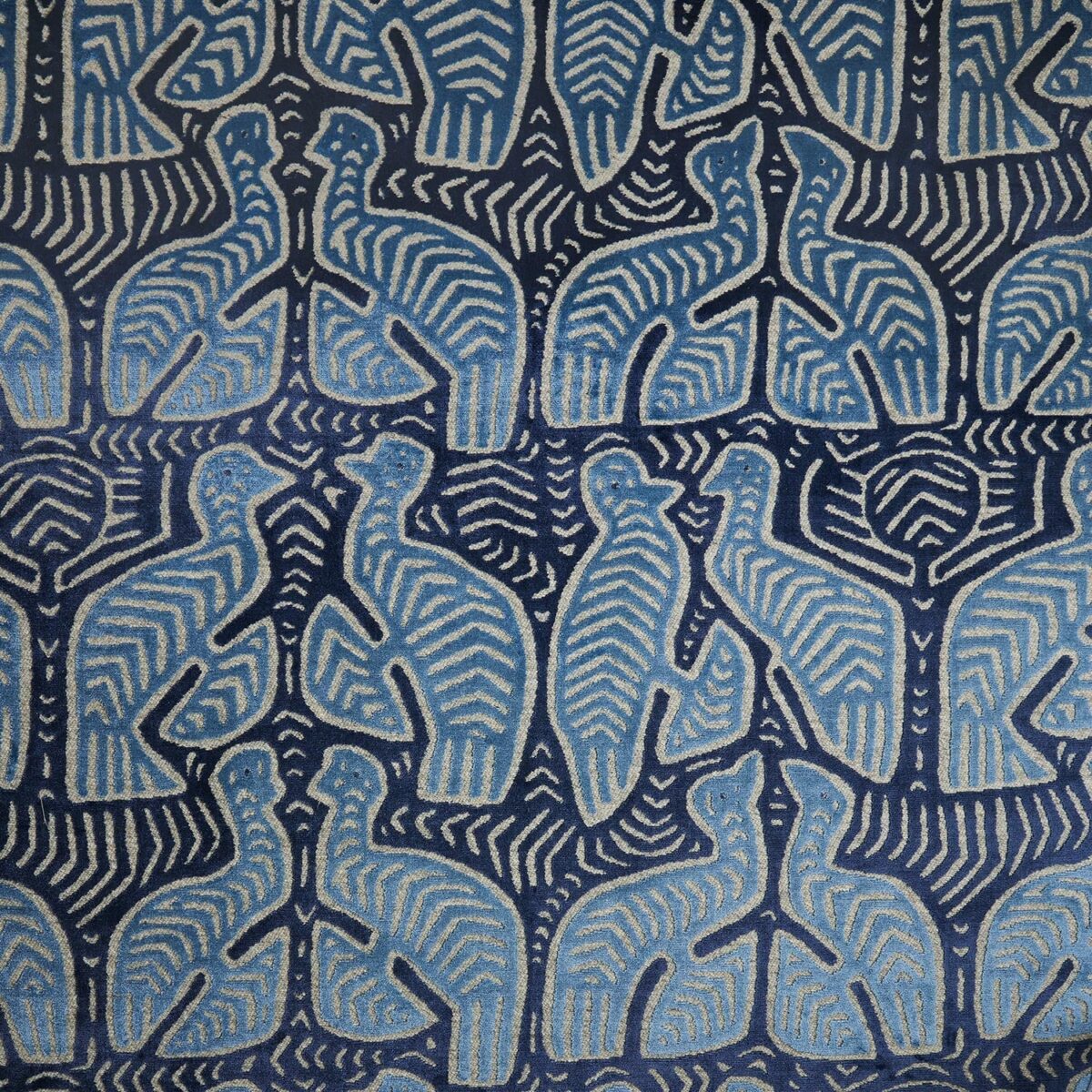 Pisqu Fabric - Indigo by blue contemporary velvet-chenille fabric from Linwood Fabrics