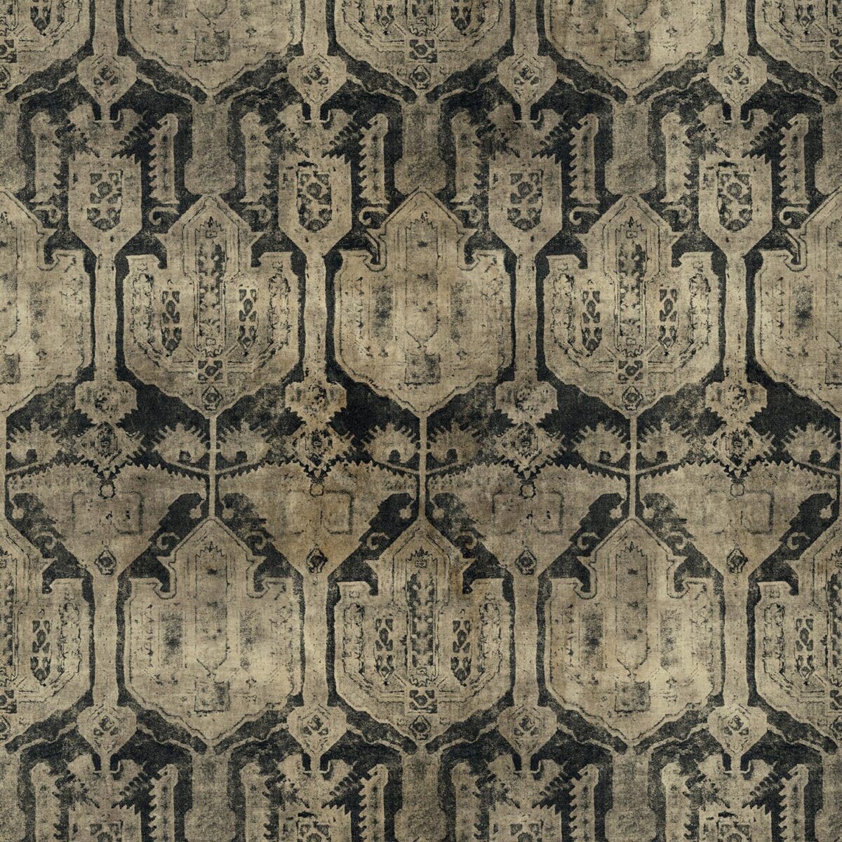 Chora Fabric - Carbon by black-grey contemporary velvet-chenille fabric from Linwood Fabrics
