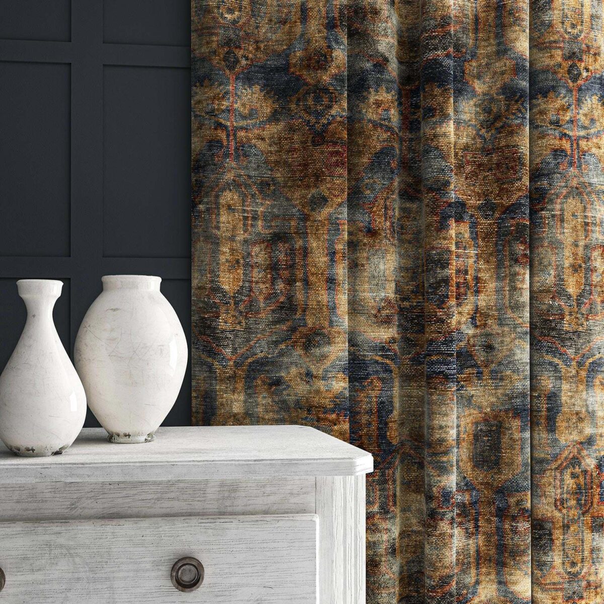 Kadife Fabric - Teal Gold from