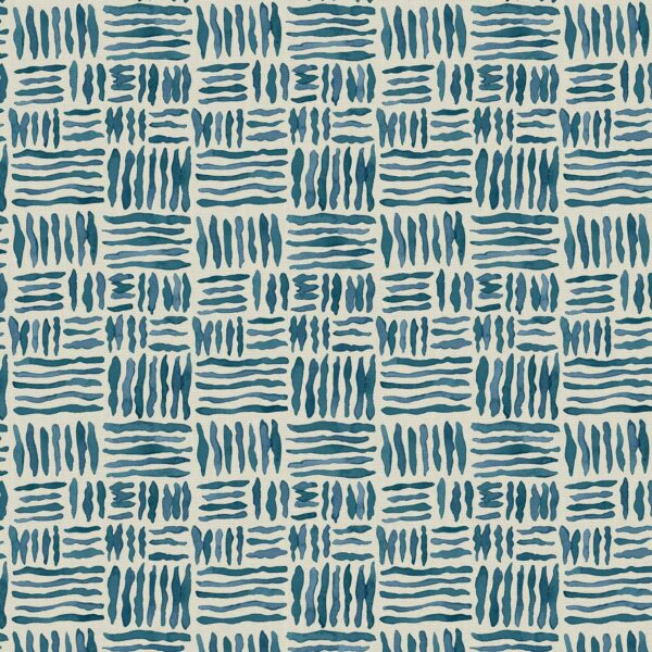 Trapeze Fabric - Maldives by blue geometric linen fabric from Linwood Fabrics