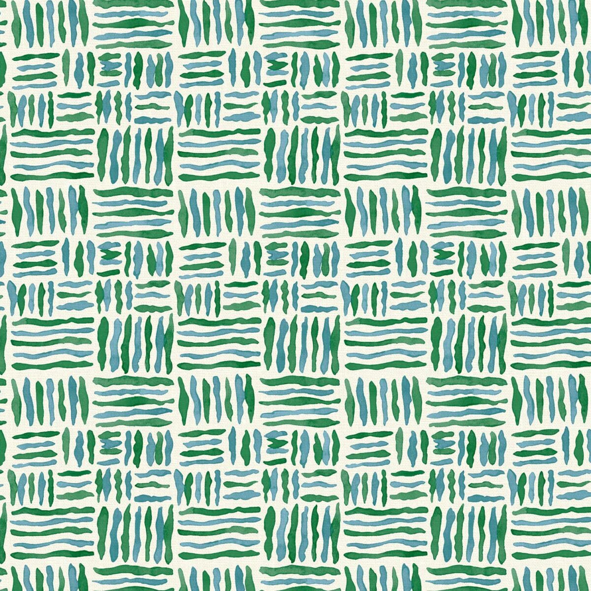 Trapeze Fabric - St Tropez by green geometric linen fabric from Linwood Fabrics